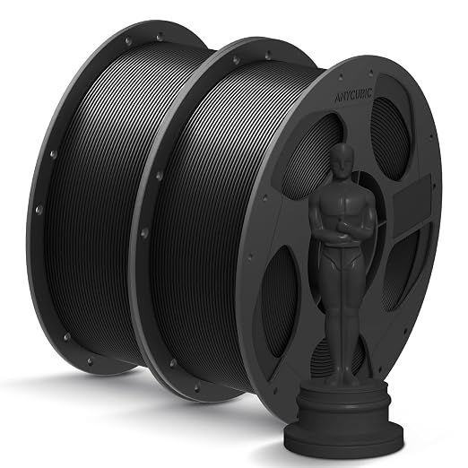 ANYCUBIC PLA+ 3D Printer Filament Bundle, PLA Plus 1.75mm Dimensional Accuracy +/- 0.02mm, Fit Most FDM 3D Printers, 1KG Reusable Spool, 2KG Black+Black