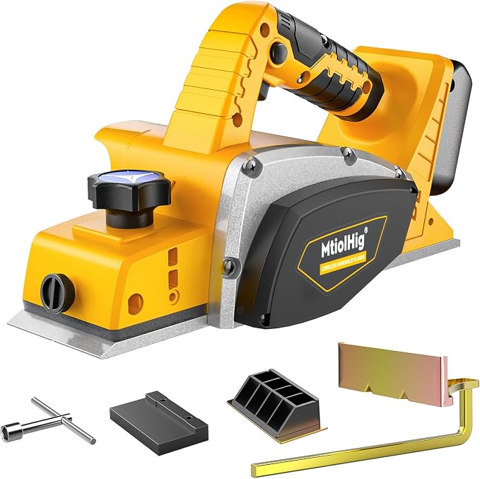 MtiolHig 30000 CPM Cordless Handheld Planer Compatible with DeWalt 20V Battery (Tool Only) 3-1/4 Inch Electric Planer - Power Hand Wood Planer for Woodworking, Carpentry, and Home DIY