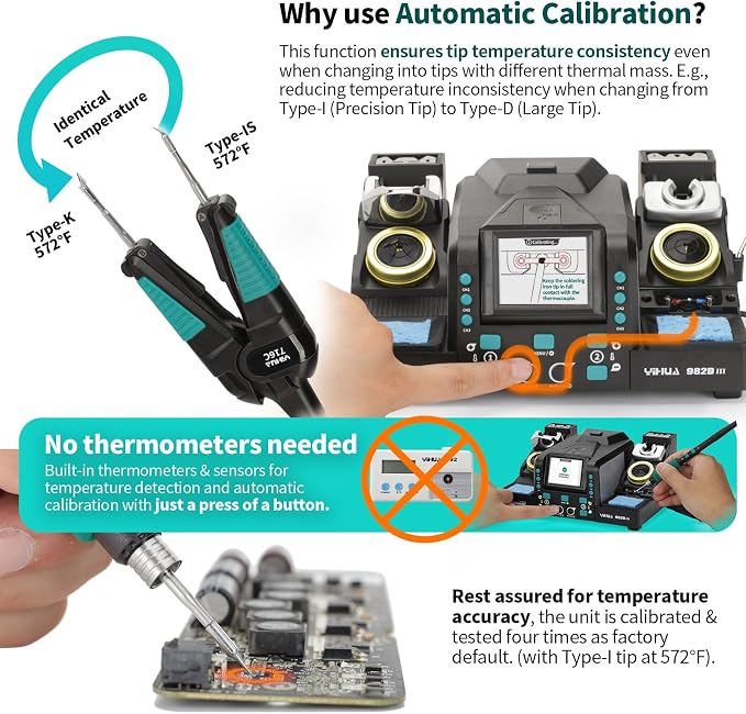 YIHUA 982D-III 2-IN-1 Precision Soldering Station with C210 Soldering Iron and C120 Hot Tweezers Cartridge Tip System for SMD Rework, Micro Soldering, Professional Soldering Iron Kit