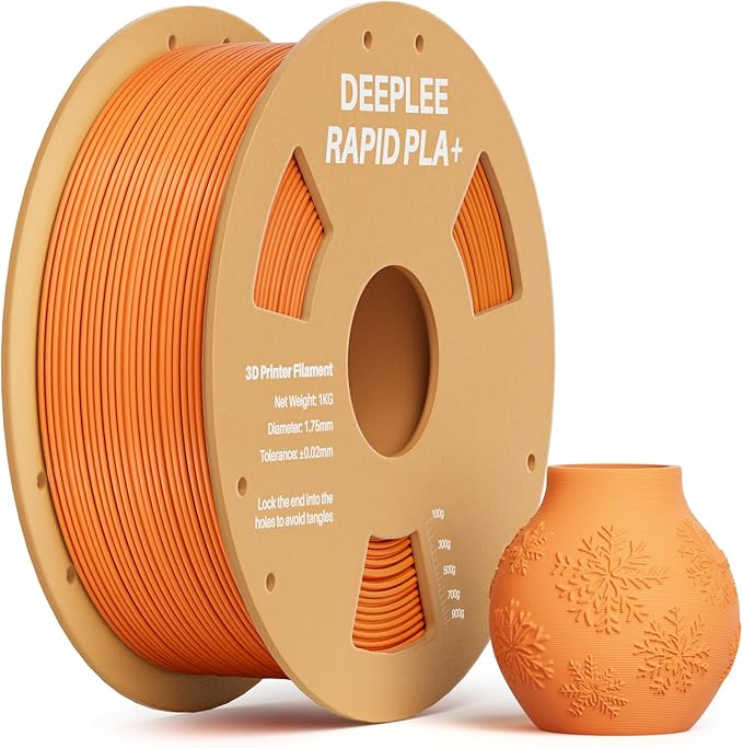 Rapid PLA Plus Filament 1.75mm, High Speed 3D Printer Filament Up to 600mm/s, PLA+ Filament Dimensional Accuracy +/- 0.02 mm Fits Most FDM 3D Printer, Cardboard Spool Orange 1kg