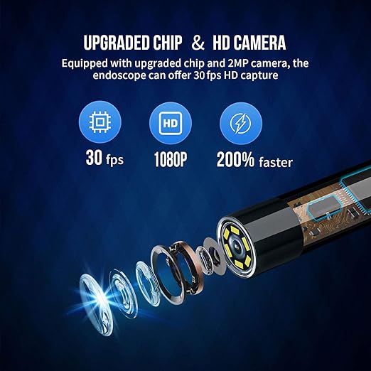 Wireless Endoscope Camera with Light HD Waterproof WiFi Borescope Flexible 5.5MM Automotive Snake Inspection Camera Compatible Android and iOS Smartphones, iPhone, iPad, 4.92FT