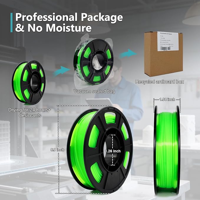 3D Printer Filament PLA Glow in The Dark Filament PLA 1.75mm 250g, 0.25kg Small Spool 3D Printing Luminous Filament 1.75mm Dimensional Accuracy +/- 0.02 mm, Fit Most FDM 3D Printers