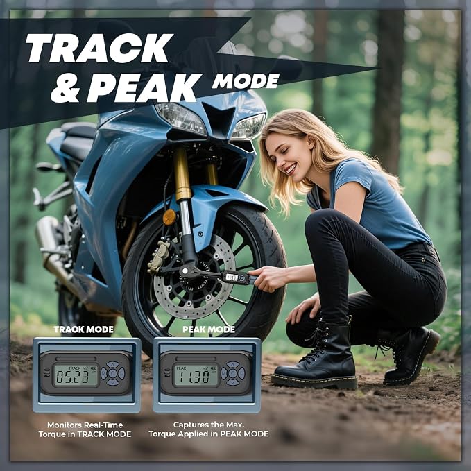 3/8 Torque Wrench Digital (2.21-44.25 Ft. Lb) ±2% High accuracy Digital Inch Pound Torque Wrench 3/8 Drive with Buzzer and Colorful LED Indicator &Track Mode for Moto Auto Car