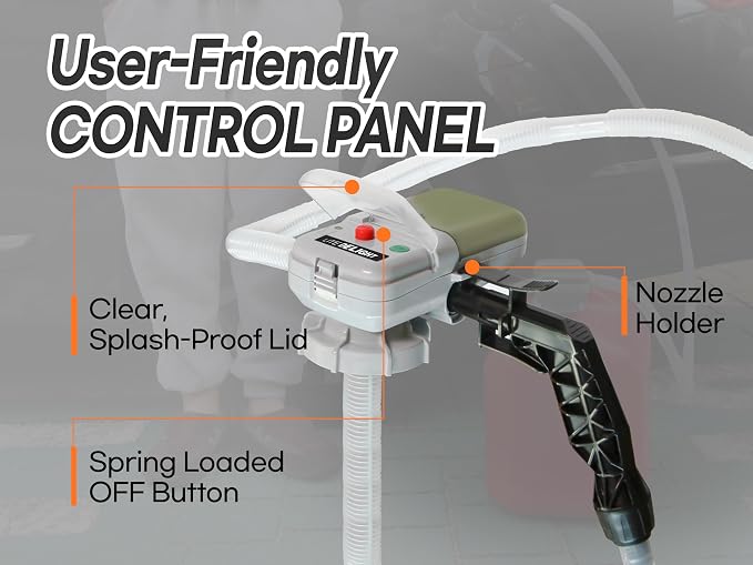 [LITE DELIGHT] Transfer Pump w/Auto-Stop Overfill Protection for Fuel, Water & More, 2.4 GPM, AA Battery Included, Ergonomic Nozzle, Universal & VP Racing Can Adapters, 51” Hose, PLUS a Manual Siphon