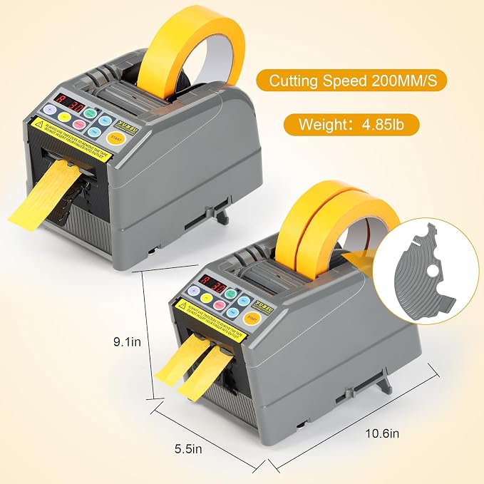 Upgraded Ribbon Cutting Machine, Automatic Tape Dispenser, 6-60 mm Width, 5-999 mm Length, Ideal for Business & Home
