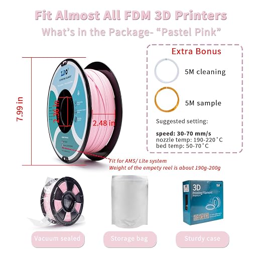 ZIRO 3D Printer Filament, Matte 1.75mm PLA Filament, Pastel Colors PLA Series, 3D Printing Material, Fit Most FDM Printers,1.75mm 2.2lbs Spool, Dimensional Accuracy +/- 0.03mm, Pastel Pink(Matte)