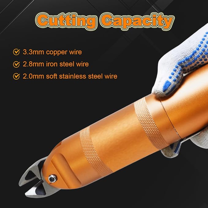 HS30-S7P Pneumatic Air Nippers Scissors Shear, 10GA Gauge Flush Wire Cutter Cutting Pliers, 3.3mm Copper Wire, 2.8mm Iron Steel Wire, with S7P Cutter Head Blade Cutter Tools