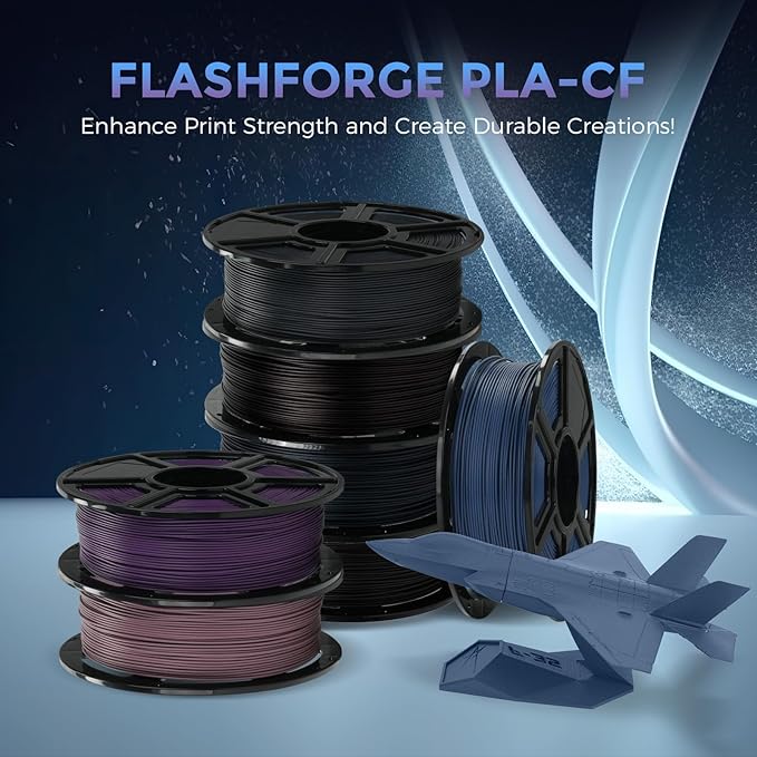 FLASHFORGE Carbon Fiber PLA Filament 1.75mm Iris Purple, Reinforced 3D Printer Filament 1kg, Lightweight & High-Strength PLA-CF Filament, Strong & Easy to Print