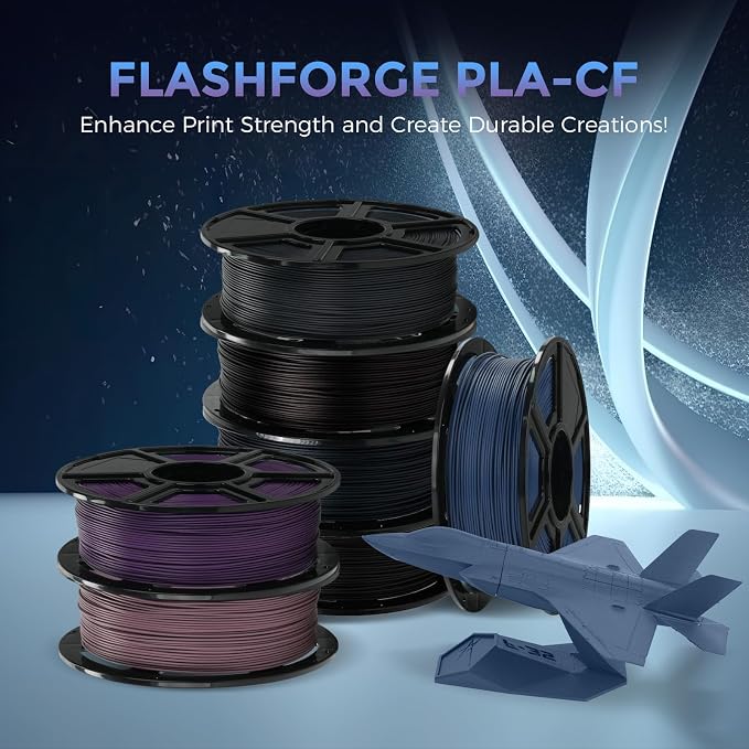 FLASHFORGE Carbon Fiber PLA Filament 1.75mm Midnight Blue, Reinforced 3D Printer Filament 1kg, Lightweight & High-Strength PLA-CF Filament, Strong & Easy to Print