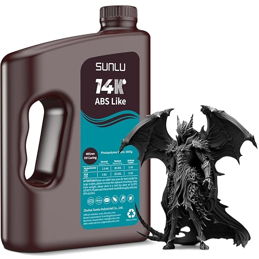 SUNLU 14K ABS-Like 3D Printer Resin 2.0, Superior Precision, for Detail Printing Miniatures, Smooth Matte Surface,405nm UV Curing Photopolymer 3D Resin, 3KG, Black