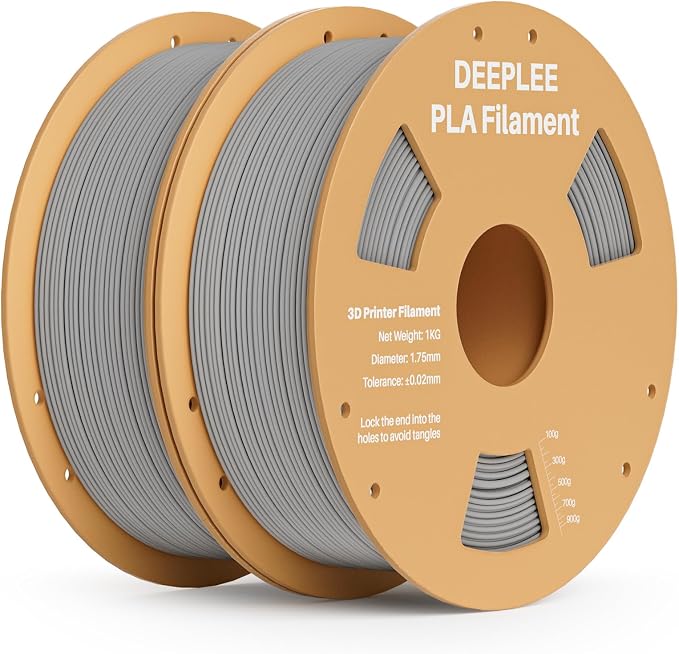 PLA 1.75mm 3D Printer Filament, Dimensional Accuracy +/- 0.02mm, Neatly Wound, No Clogging, Vacuum Package, Fits for Most FDM 3D Printers, Cardboard Spool 2kg Grey