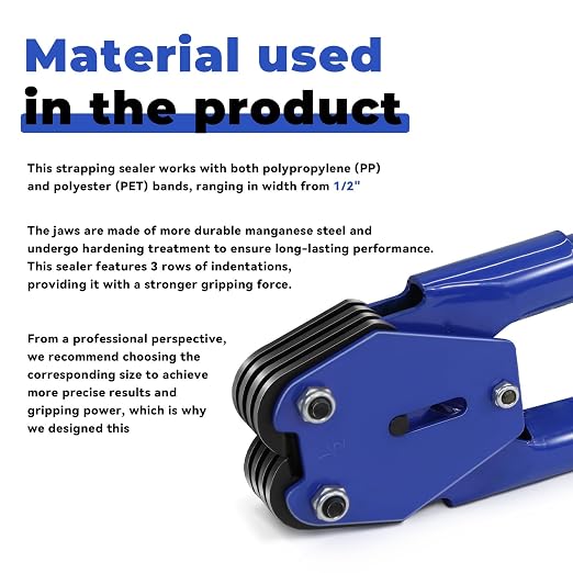 Strapping Sealer/Crimper for 1/2" Polypropylene (PP) Polyester Strapping Band Manual Banding Tool with 20.5" Extended Handle