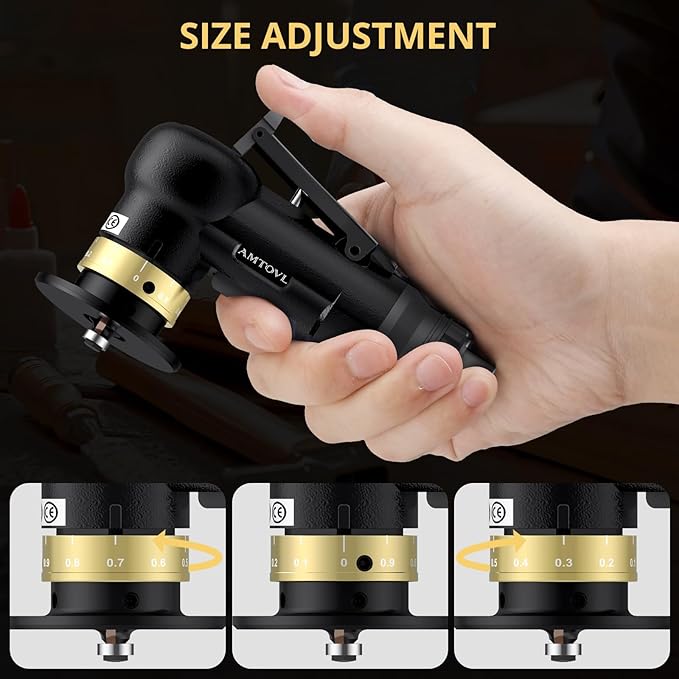 AMTOVL Pneumatic Chamfering Tool - Mini Air Chamfer Tool with 10 C-Angle & 10 R-Angle Blades, 45° 30000 RPM Chamfering Tool for Metal and Wood with 1/4" Air Inlet