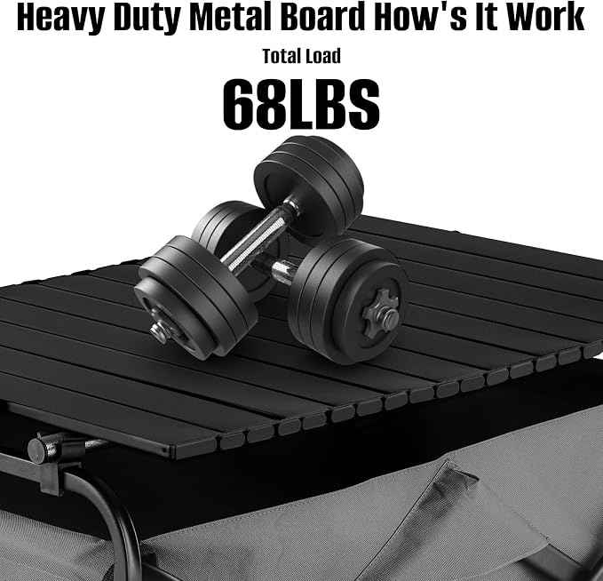 Metal Tabletop Board for Wagons Cart,Foldable Table 34"×21" | Heavy Duty for Wagon, Alloy Board with Load Capacity 68LBS, Camping Essential and Gear for Outdoor Party (Black)