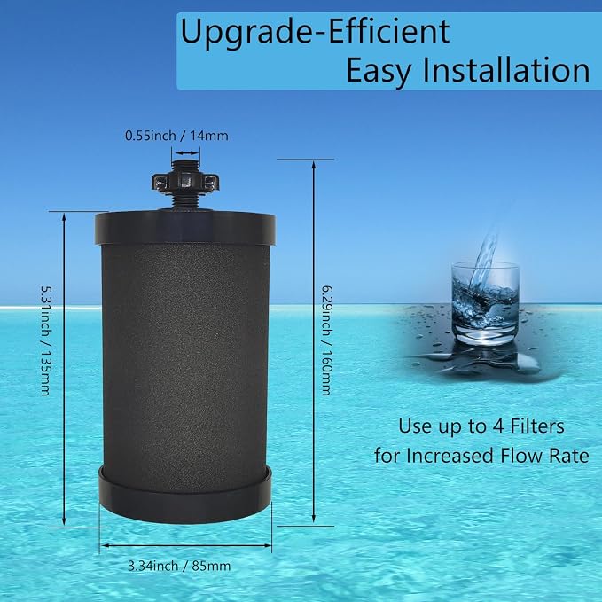 2387 Filter for Alexapure Water Filter Replacement,2 Pack Black | Compatible with Alexapure Pro Water Filtration System - 5,000 Gallon Gravity Black Carbon Block Replacement Filters