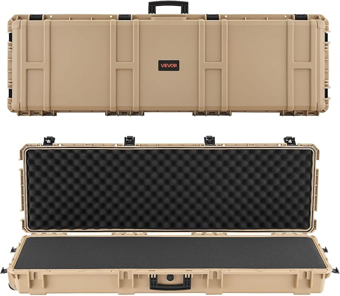 VEVOR Rifle Case, Rifle Hard Case with 4 Layers Fully-protective Foams, Lockable Hard Gun Case with Wheels, IP67 Waterproof & Crushproof, for Rifles or Shotguns