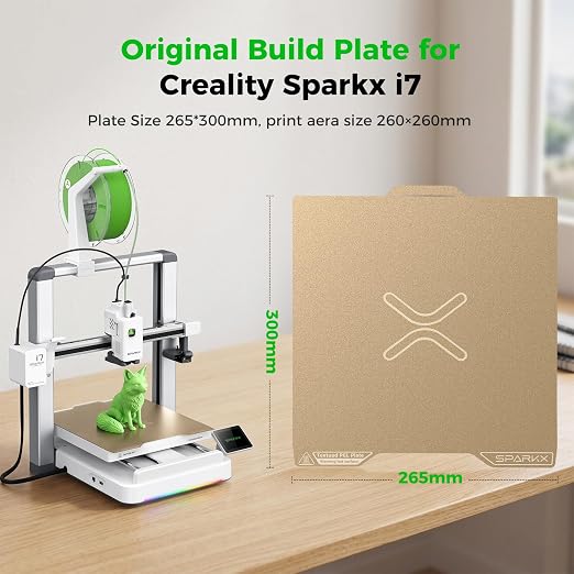 Creality SparkX i7 Build Plate Original 265x300mm Dual Side Textured PEI Bed Plate Spring Steel Magnetic 3D Printer Build Plate for Creality SparkX i7