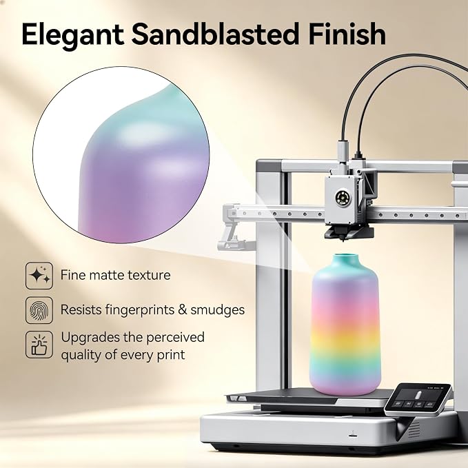 Kingroon 3D Printer Filament Matte Rainbow PLA Filament 1.75mm 3D Printing Filament 1kg Dimensional Accuracy ±0.02mm,Fit Most 3D Printers