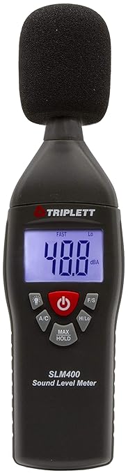 Triplett SLM400 Decibel Sound Level Meter with Certificate of Traceability to NIST, 35 to 130dB