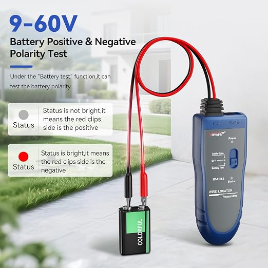 NOYAFA Underground Wire Locator - Circuit Tracer Pet Fence, Electrical, Network & Irrigation Wires, Rechargeable Lithium Battery, LED Flashlight, Easy Cable Break Detection, NF-816LS