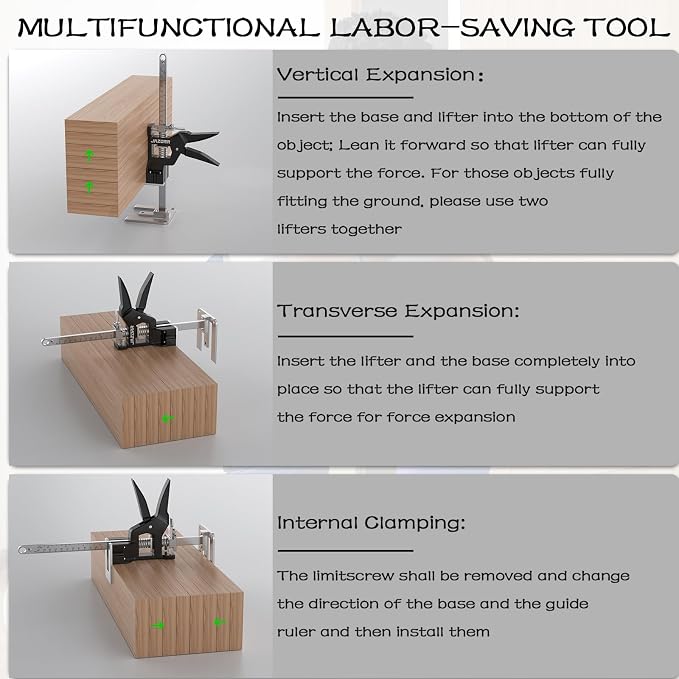 2Pcs Metal Labor Saving Arm Jack, 440LBS Furniture Lifting Tool, Furniture Jack Adjustable Height Support for Door Installation, Tile Laying, Cabinet Lifting & Window Positioning