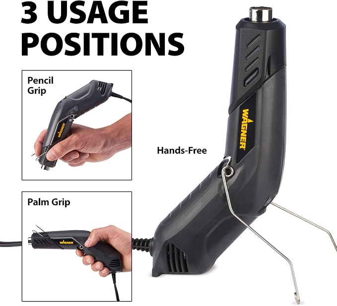 Wagner Spraytech 0503038 HT400 Heat Gun, Dual Temperature Hot Air Tool 680 and 450 Degrees, Shrink Tubing, Embossing, Craft Projects, Sticker Removal Heat Gun