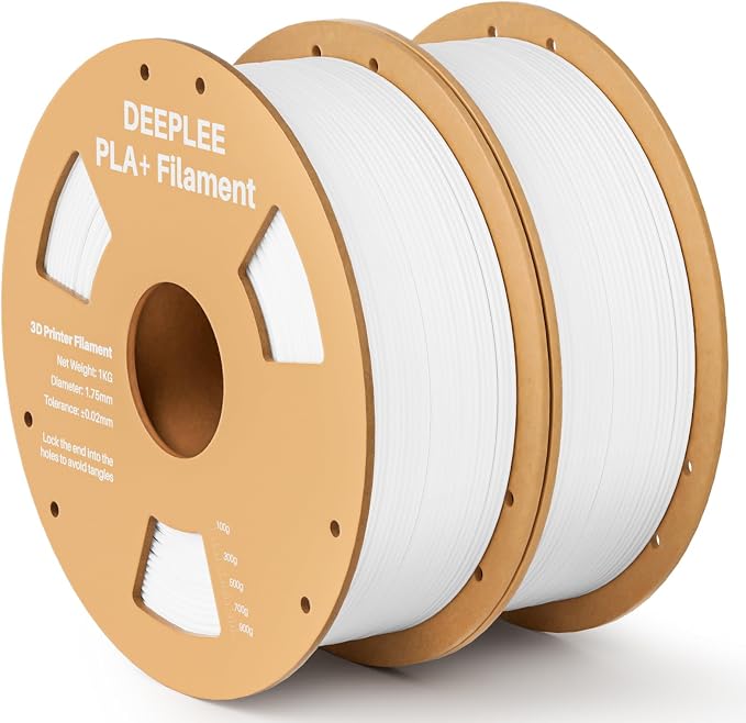 PLA+ 1.75mm 3D Printer Filament, PLA Plus with Dimensional Accuracy +/- 0.02mm, Higher Strength and Toughness, Neatly Wound, No Clogging, Fits for Most FDM 3D Printers, 2KG White