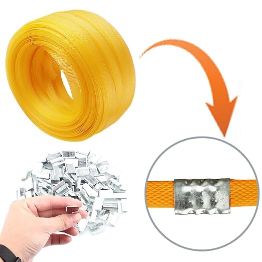 Pallet Strapping Kit, Heavy Duty Plastic Strapping Kit, Banding Strapping Kit, Tensioning Tool Sealer, Manual Banding Sealer Tools Set, 1/2"x 4000" Length Poly Strapping, 100 Metal Seals