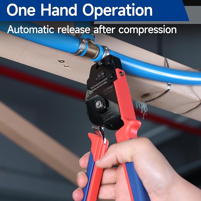iCrimp One-Hand PEX Pipe Cinch Tool meets ASTM F2098 Standard clamps, PEX Crimping Tool with Removing Function for 3/8-1 inch Clamp Rings