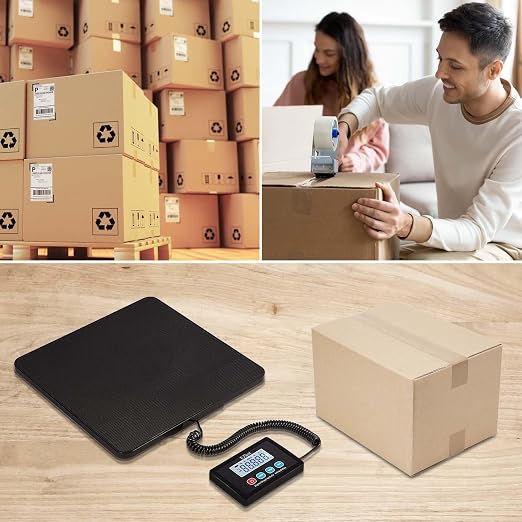 440lbs Postal Scale, Hold/Tare Function, Manual/Auto Off LCD Display, Lightweight Scale for Packages/Luggage/Home, Battery & AC Adapter Included