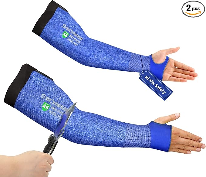 Schwer 2 Pairs AIR-SKIN ANSI A6 Cut Resistant Arm Sleeves for Men & Women S902, Non-PFAS Arm Protectors for High Risk Work, UPF50+ UV Protection Cooling Gardening Sleeves for Farming, Lightweight
