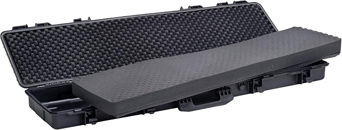 MEIJIA Portable Waterproof All Weather Hard Rifle Case,Soft Handle Grip,Customizable Fit Foam Inserted,without wheels,Black