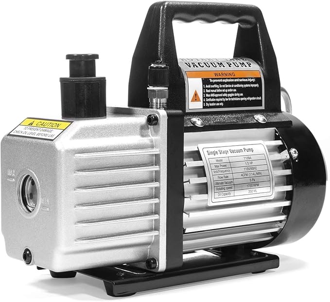 XtremepowerUS 4CFM Vacuum Pump R134a R22 R32 R410A A/C Manifold Gauge Can Tap Manifold Gauge with Leak Detector Carry Bag for HVAC Air Conditioning Refrigeration Recharging