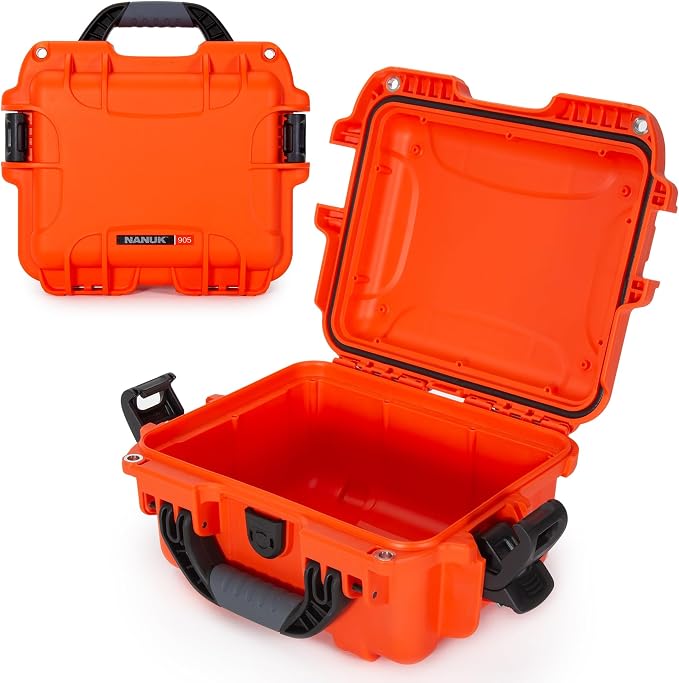 NANUK 905 Empty Hard Case – IP67 Waterproof Protective Hard-Shell Case, Impact Resistant, Dustproof Storage & Travelling Box, 12.5” x 10.1” x 6”, Made in Canada – Orange