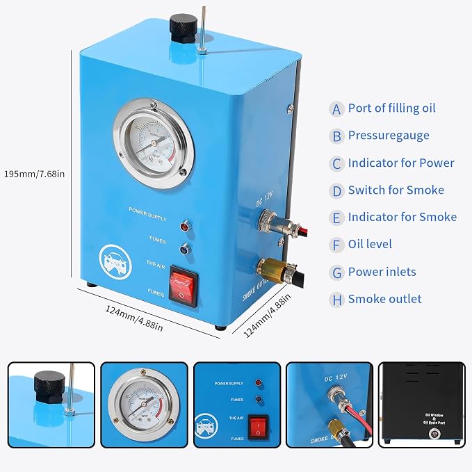 Automotive Smoke Leak Detector, Smoke Machine with Built in Air Pump Pressure Gauge, 12V DC Smoke Leak Detector, Diagnostic Leak Tester Tools for Car, EVAP, Vacuum, Fuel and More Leak Testing