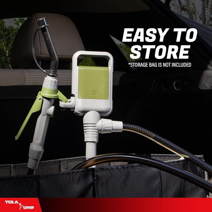 TERA PUMP 2nd Gen. TRCDM Portable Fuel Transfer Pump with Flow Control Nozzle (2.6 Gal/Min) Adjustable Suction Tube, Patented Control Handle, Nozzle Cap for Gas/Diesel/Kerosene / E15 to E85