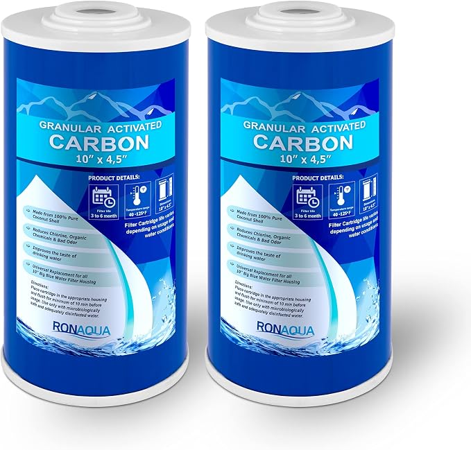 10" x 4.5" Big Granular Activated Carbon Filter Cartridge WELL-MATCHED with CBC Series, WFHDC8001, EP and EPM Series (Pack of 2)