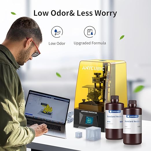 ANYCUBIC Upgraded Standard 3D Printer Resin, 405nm SLA Fast UV-Curing Resin, High Precision & Rapid Photopolymer for 8K Capable LCD/DLP/SLA 3D Printing (White, 1000g)