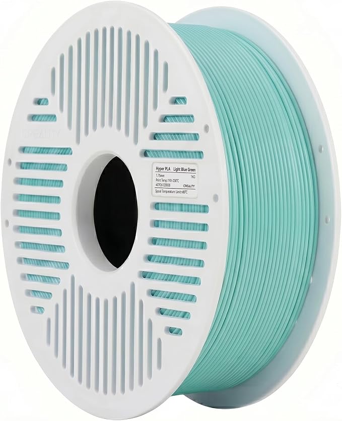 Creality PLA Filament with Reusable Spool 1KG, 1.75mm PLA 3D Printing Filament 2.2lbs High Dimensional Accuracy, Easy Installation Detachable Spool, Fits for Most 3D Printers, Light Blue Green