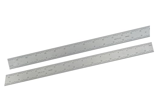 PEC Tools 24" Rigid Metal Ruler, Made from High-Quality Carbon Steel with Satin Chrome Finish, 16R Graduation (1/32", 1/64", 1/50", 1/100"), Trusted by Professionals, Made in USA