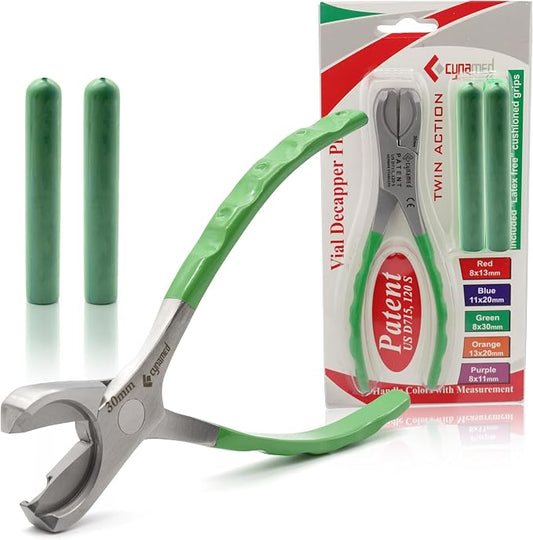 Cynamed Twin Action Decapper Pliers - Perfect for Decapping 8mm and 30mm Crimped Vials and Bottles