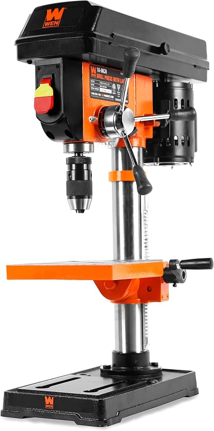 WEN 4211 3.2-Amp 10-Inch 5-Speed Cast Iron Benchtop Drill Press with Laser and Keyless Chuck , Black