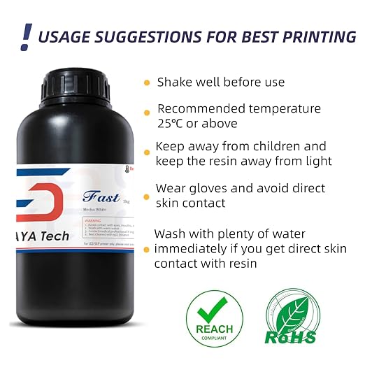 Siraya Tech Fast Mecha ABS-Like Scratch Resistant 3D Printer Resin 405nm UV-Curing Non-Brittle High Precision 3D Printing Liquid Standard Photopolymer Resin for LCD DLP 3D Printing (Mecha White, 1kg)