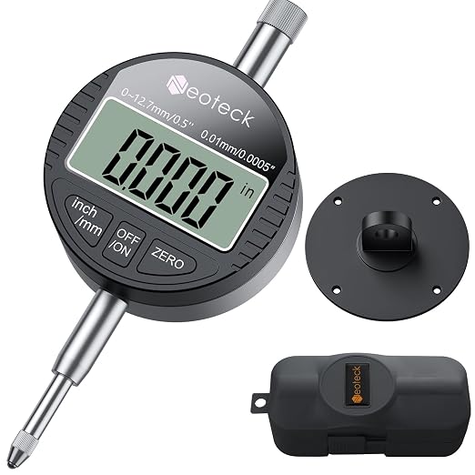 Neoteck 0-12.7mm/0.5" Digital Dial Indicator with 0.01mm/0.0005" High Precision Dial Gauge with LCD Display,Inch/Metric Conversion,Zero Setting,for Lathe, Runout Measurement,Mechanical Workshop