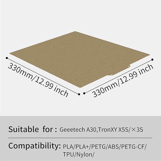 330x330mm Double Sided Textured Qid x max 3,Getch A30 Pro,Neptune 3 4 Plus PEI Sheet Build Plate Magnetic Bed for Flsn Core-XY,Tronxy X3S / X5S / X5S Pro,Raise MAX3 Pro 2/Pro 2 Plus 3D Printer.