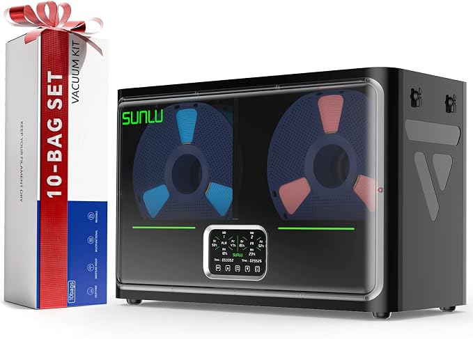 Sunlu S4 Pro Filament Dryer, Dual-Chamber Independent Temp Control, 380W Fast Heating to 85°C, 4 Spool 3D Printer Dehydrator with Filament Storage Kits, Compatible with PLA PETG ABS TPU PA etc.