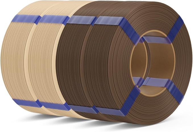 PLA Basic Refill Filament 1.75mm, No Spool 3D Printer Filament, Dimensional Accuracy +/- 0.02mm, Fits for Most FDM 3D Printers, 4KG Brown/Beige