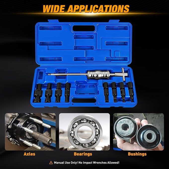 GOOACC 9PCS Blind Inner Bearing Puller Set, Slide Hammer with Expandable Collets 8-32MM Blind Hole Collet Bearing Slide Hammer Puller Set Internal Pilot Bearing Removal Tool for Axles Bearings, Blue