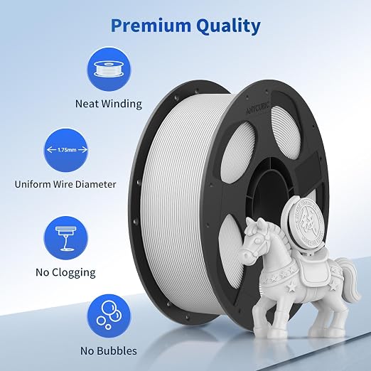 ANYCUBIC PLA 3D Printer Filament, 3D Printing PLA Filament 1.75mm Dimensional Accuracy +/- 0.02mm, 1KG Reusable Spool (2.2 lbs), Light Grey
