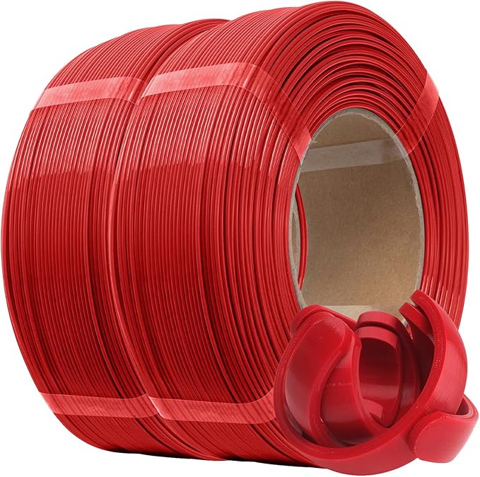 eSUN PLA+ Refilament 1.75mm, 3D Printer Refill PLA Plus, 1KG per Roll, 2 Rolls Spoolless 3D Printing Filament for 3D Printers,Fire Engine Red